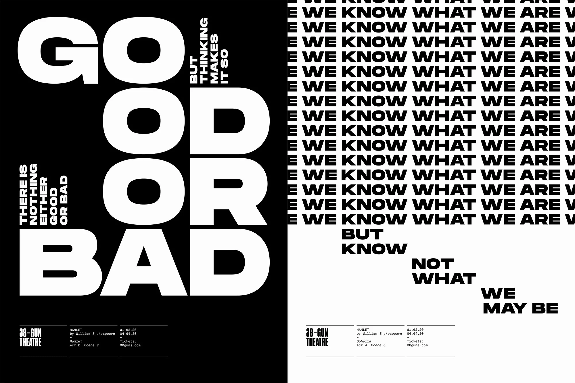Theatre poster with graphic typography. The words 'Good' and 'Bad' are emphasized in large sans-serif font, creating a stark contrast.