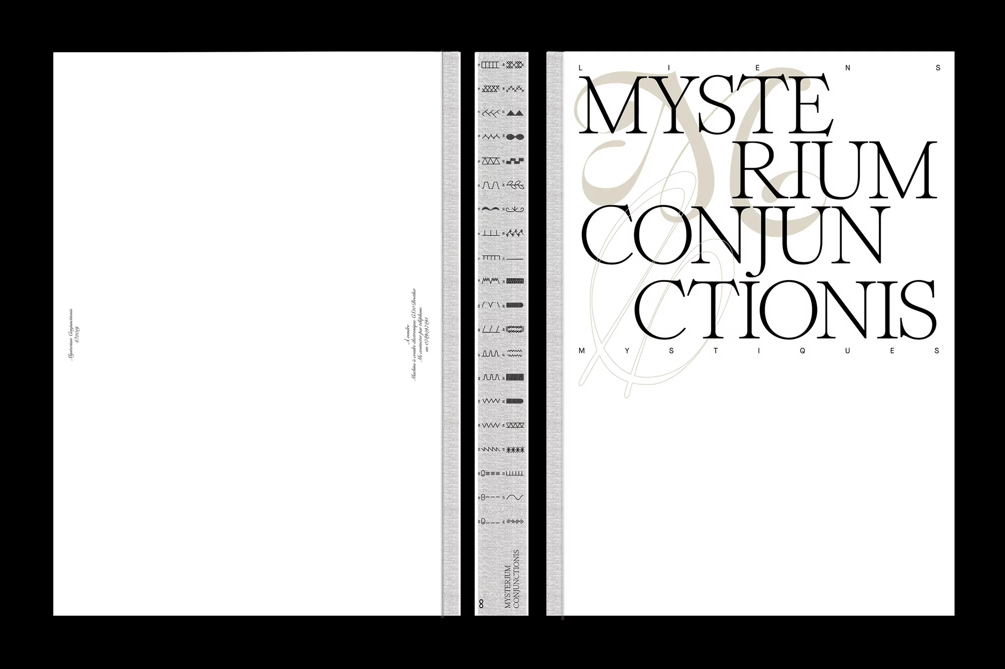 Book cover design with a modern, minimalist aesthetic, featuring typography, a linear patterned spine, and a clean layout.