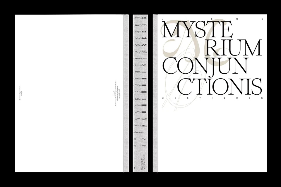 Book cover design with a modern, minimalist aesthetic, featuring typography, a linear patterned spine, and a clean layout.