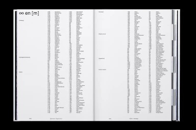 Open book page showing detailed tables of mountain names and elevations under the heading en m