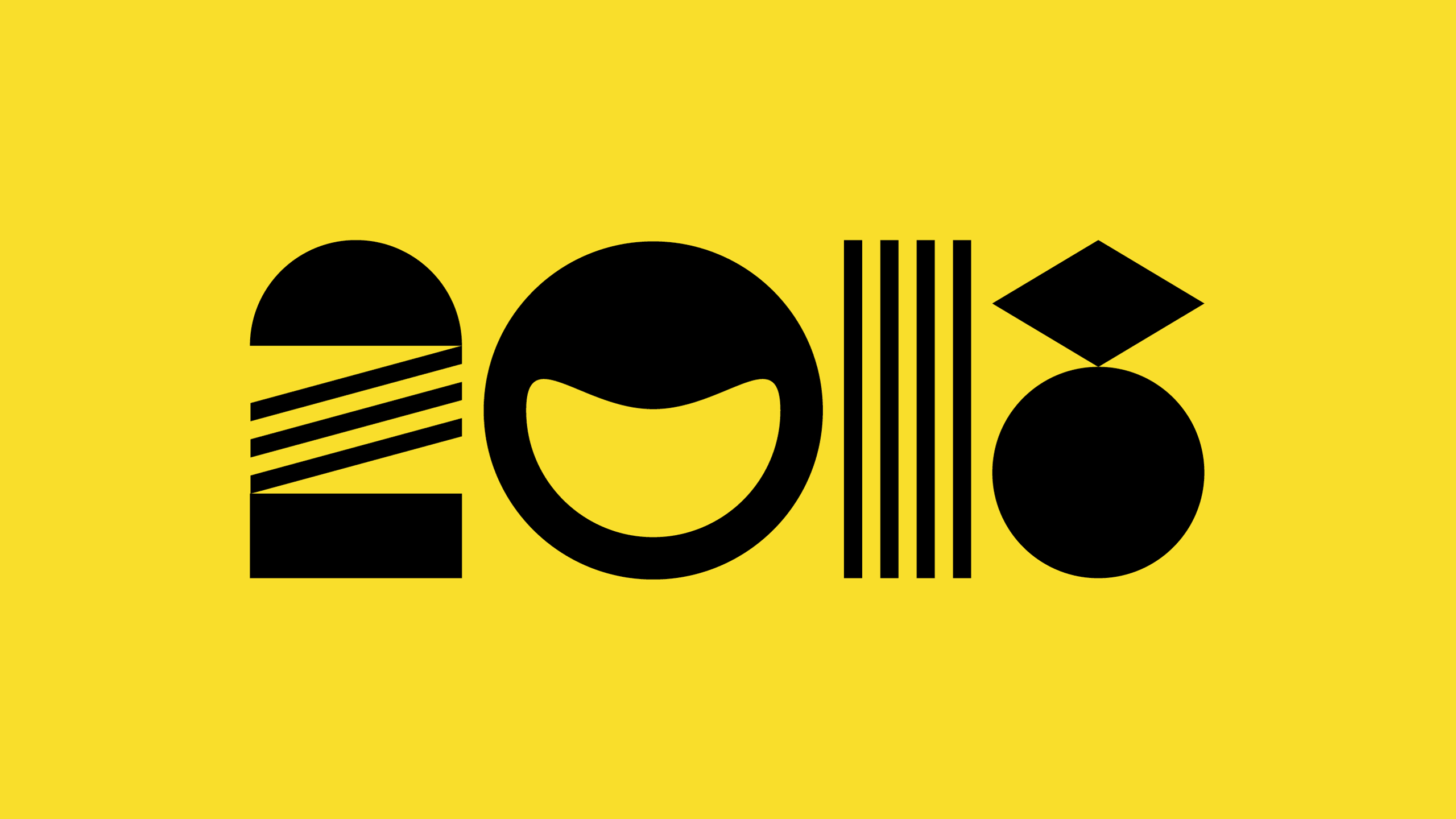 Abstract graphic illustration on a yellow background featuring geometric shapes forming an abstract design, with modern and bold artistic style.