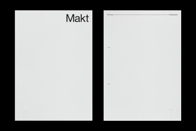 Minimalist white stationery layout displaying the Makt brand name in clean typography and subtle debossed details.
