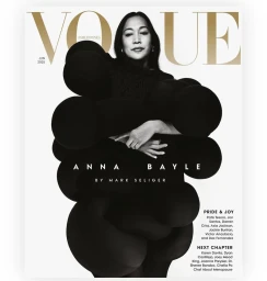 Anna Bayle wearing a sculptural black garment for Vogue Philippines June 2025 cover photographed by Mark Seliger against a white backdrop