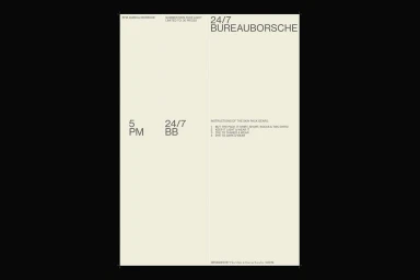 Minimalist graphic poster with clean typography and technical layout on pale cream background.