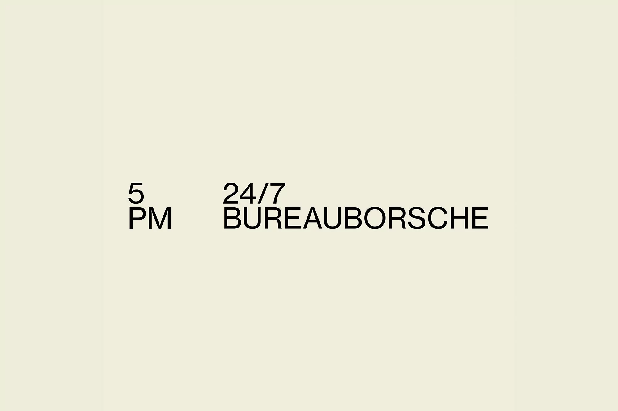 Minimalist graphic design brand identity layout with black typography on a solid beige background