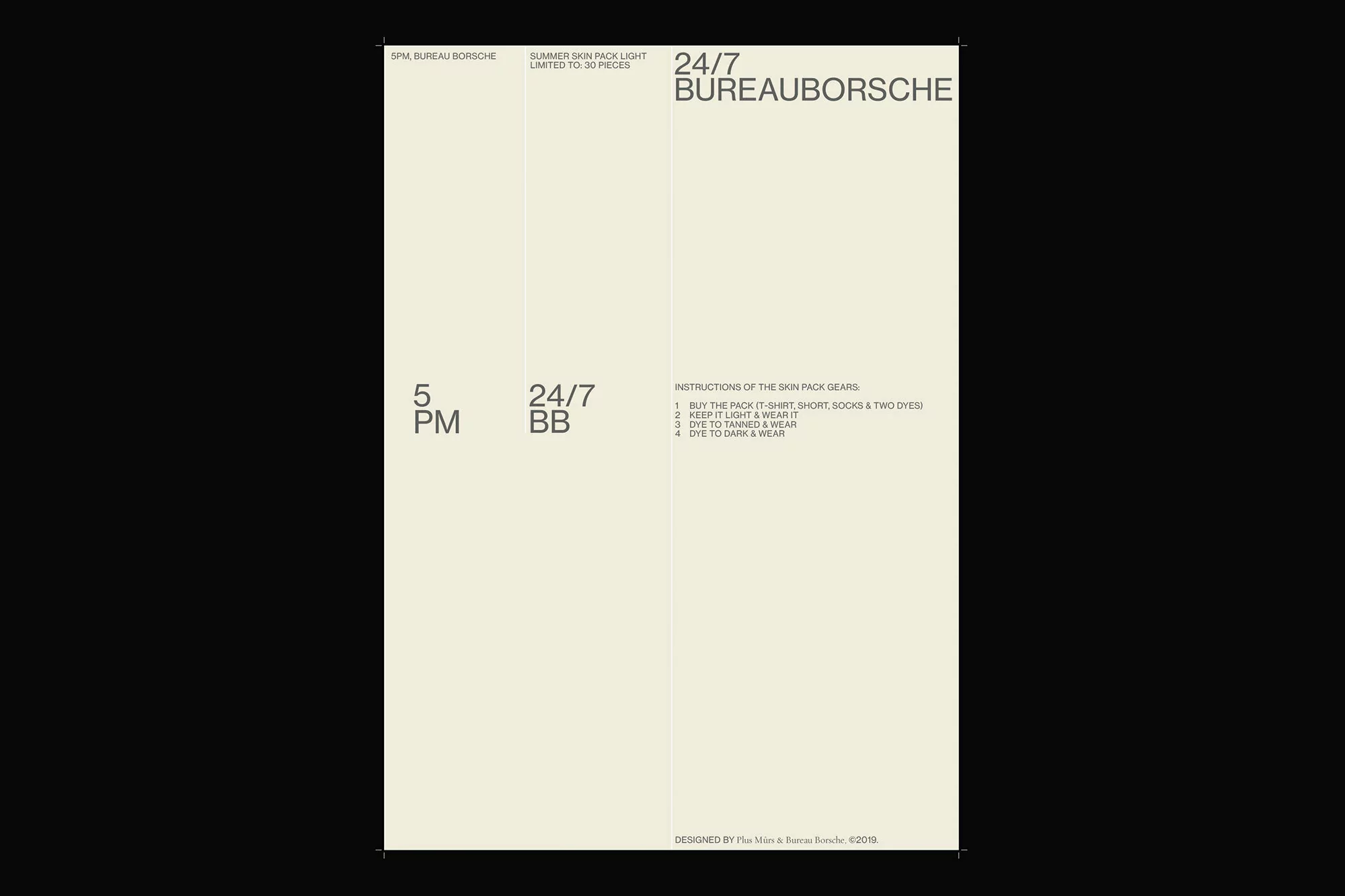 Minimalist graphic design featuring text elements in black on a cream background, with typography and layout for a contemporary look.
