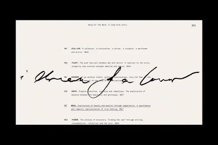 Minimalist digital brand identity webpage with black handwritten typography over cream background