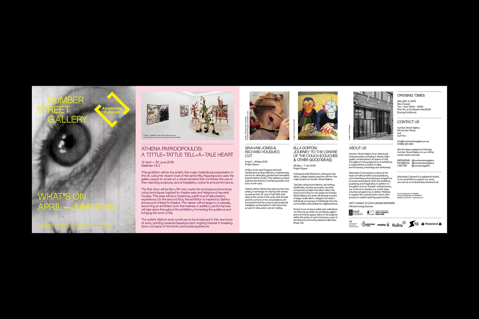 Number Street Gallery promo poster features exhibition details of artists Athena Papadopoulos, Graham Jones, Richard Houguez, and Blla Dorton.