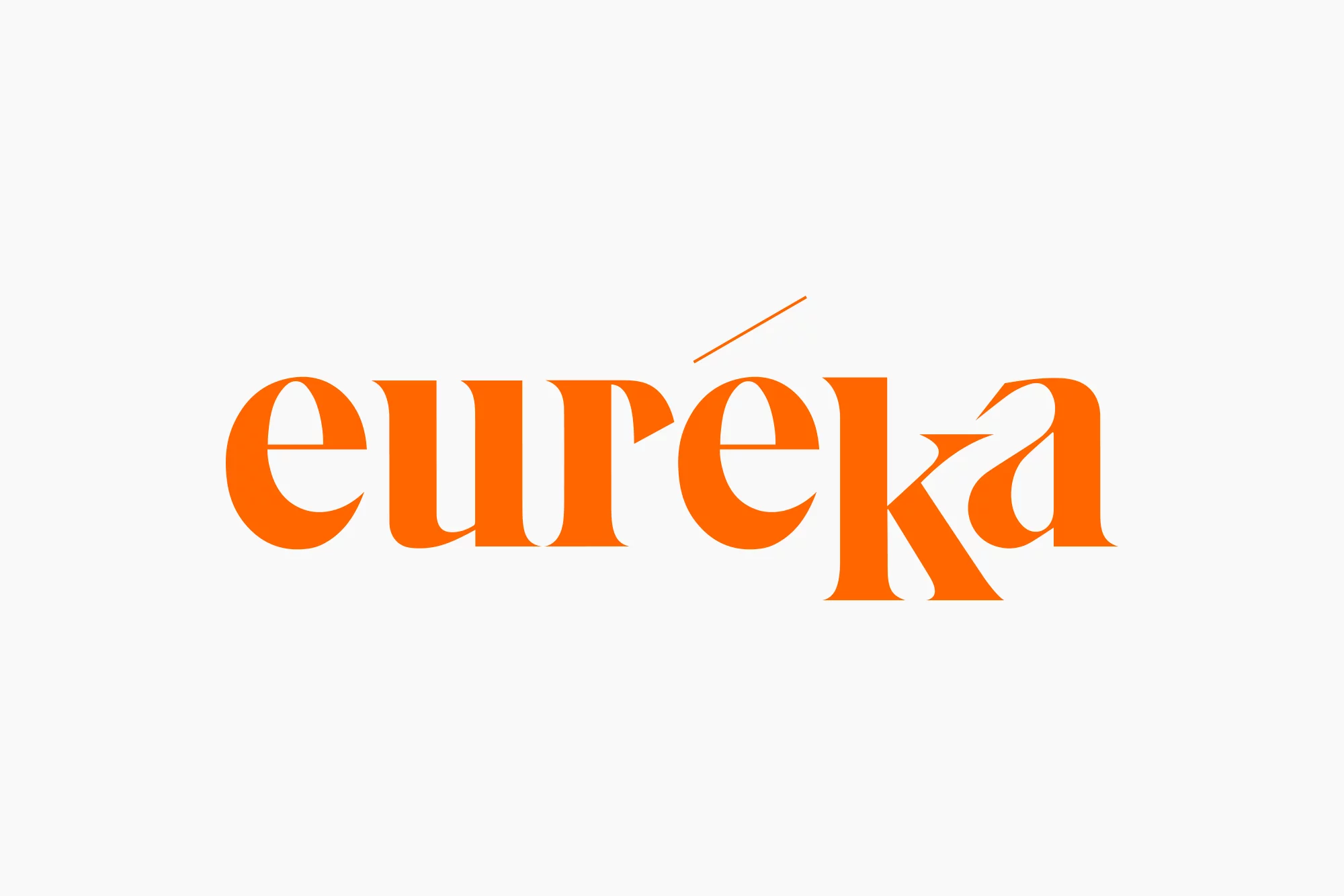 Eureka word in orange text on a white background. The wordmark is in a bold sans-serif font with a distinctive style.