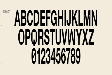 Custom Nike Free bespoke typeface alphabet and numeric characters in black on a light cream background