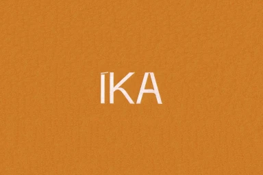 IKA brand logo centered on a solid textured orange background with fine paper grain