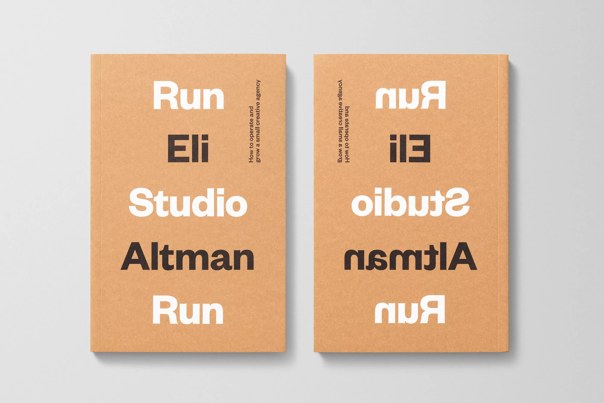 Two copies of 'Run Eli Studio Altman Run' are displayed against a light gray background. Each cover features text in white and black.