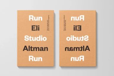 Two brown book covers featuring bold stacked typography on a clean light grey studio background.
