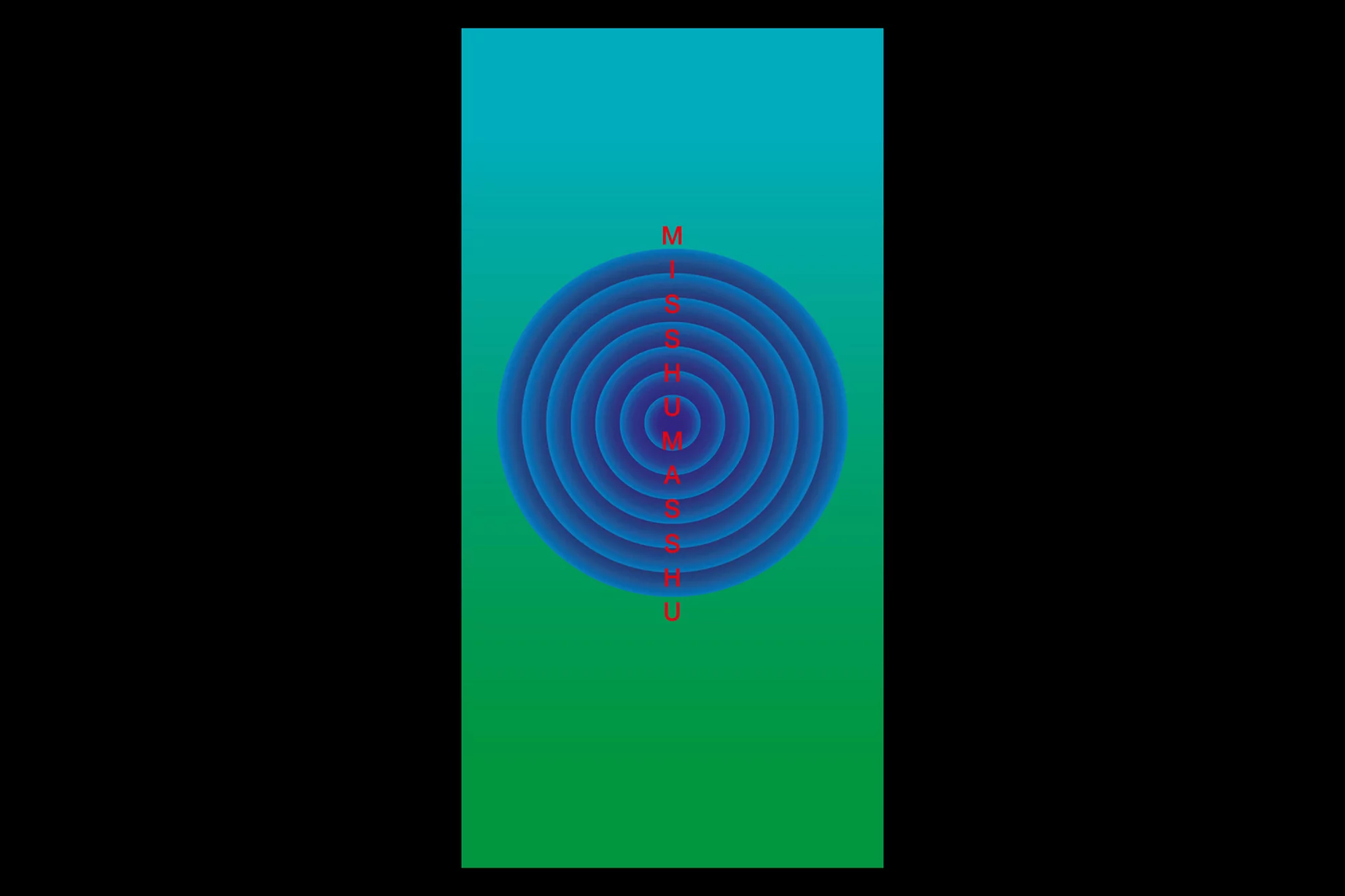Abstract image featuring concentric blue circles radiating outward from a central point, set against a gradient background of blue and green.