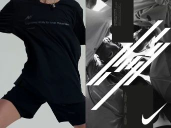 Graphic design brand identity layout featuring a runner in a black t-shirt and typographic overlays for Hackney Half Marathon