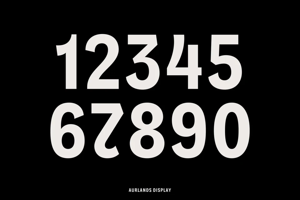 Numbers 1-9 in a clean, minimalist layout against a black background, perfect for graphic design and typography projects.