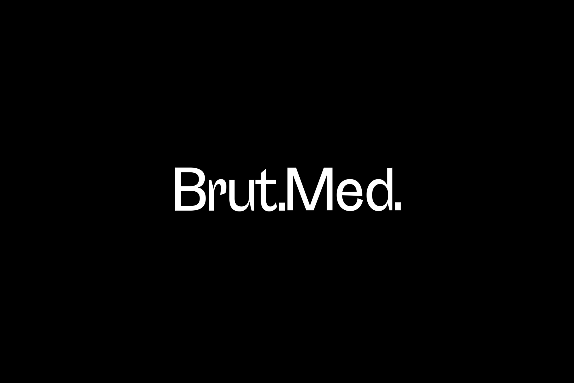 Text-based image with the word 'Brut.Med' in white, centered on a black background. Minimalist design.