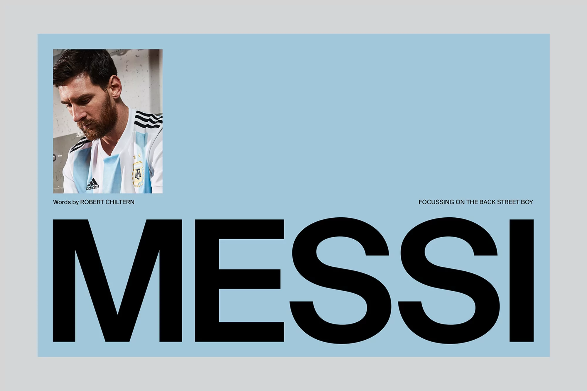 A promotional image showcases soccer player Lionel Messi in an Argentina jersey beside the word 'Messi' in large, bold black letters.