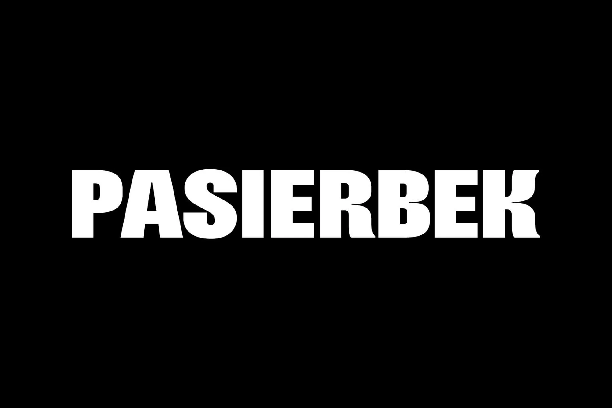 Bold white typography displaying the brand name Pasierbek centered against a solid black background.
