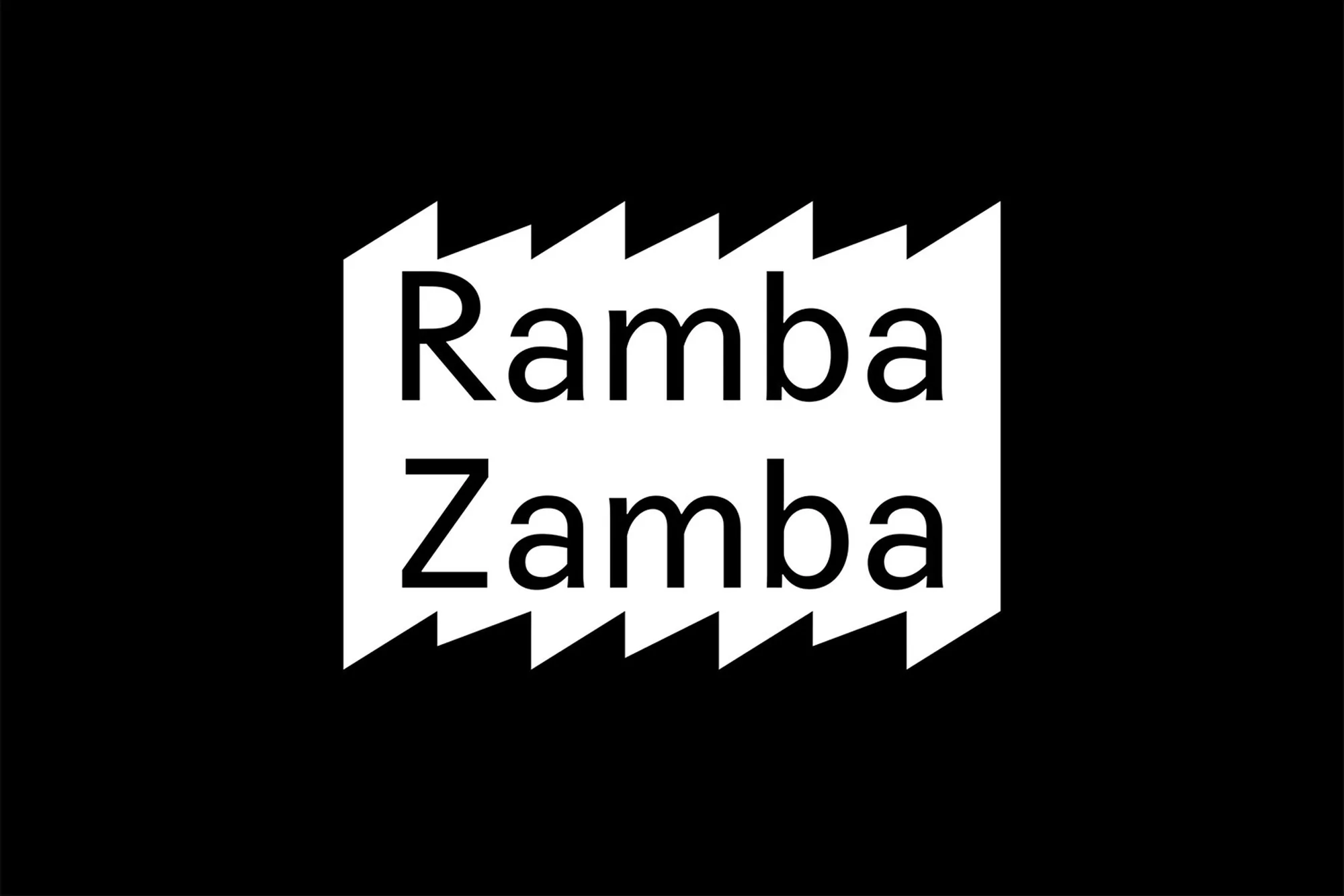 Black and white image featuring 'Ramba Zamba' with a jagged background, creating a striking visual.