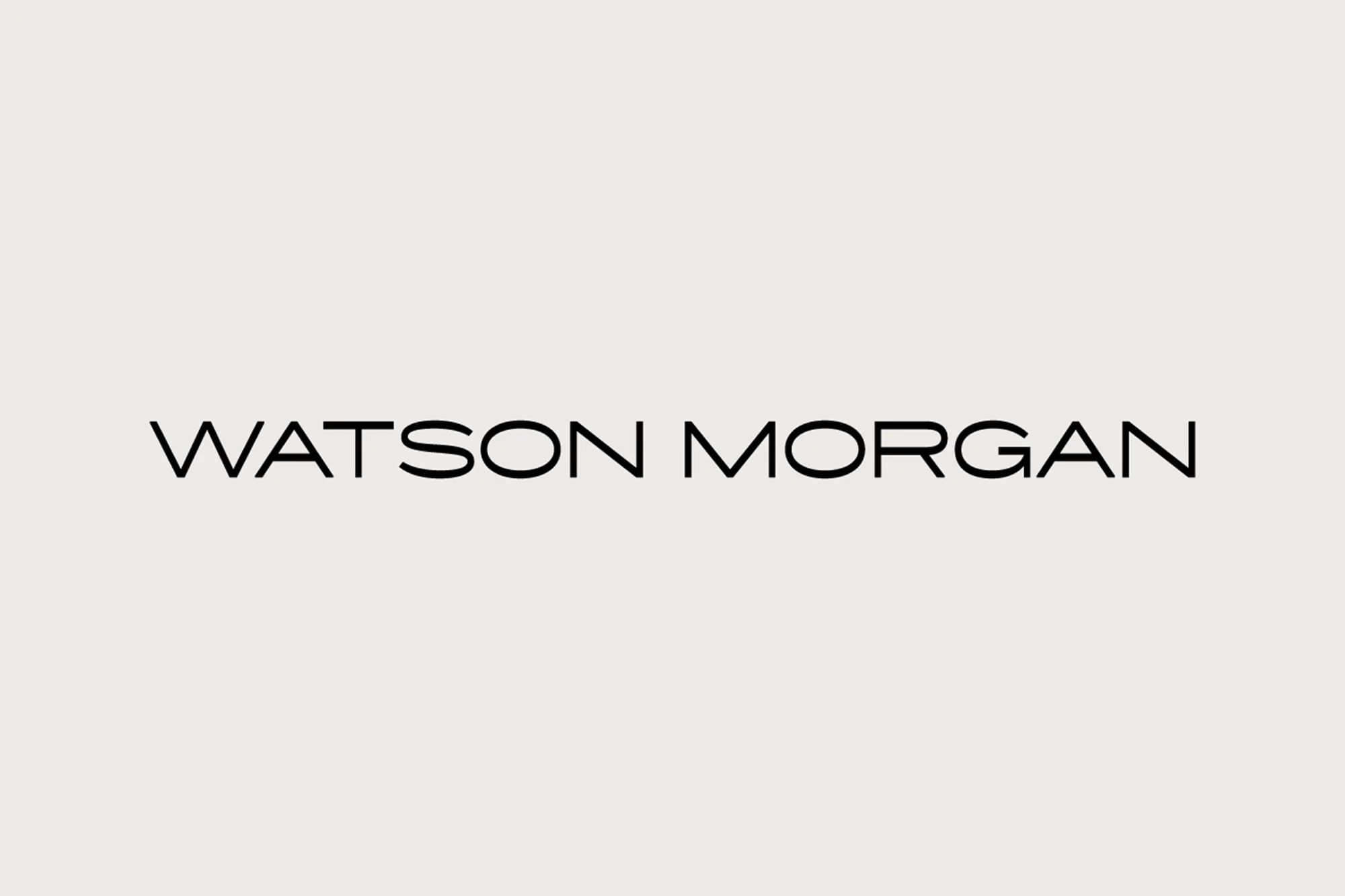 Black text logo of 'Watson Morgan' against a plain off-white background with negative space and simple, clean presentation.