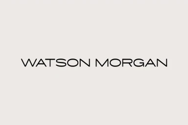 Watson Morgan brand logo text centered on a neutral off white solid background