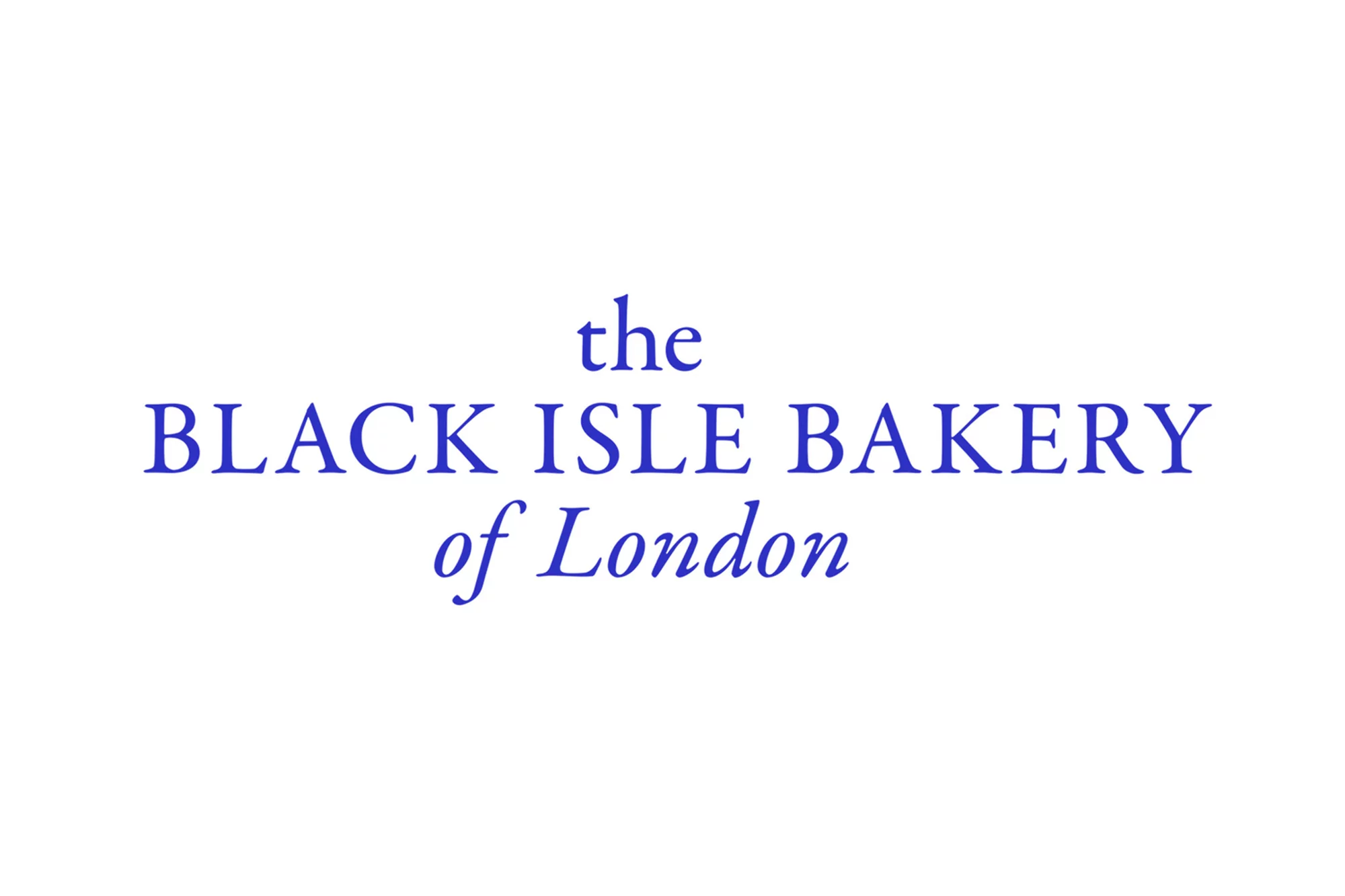 Logo for Black Isle Bakery of London featuring blue text on a white background, centered for brand visibility and clear messaging.
