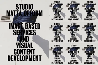 Bold typographic brand identity design for Matta Ofform featuring bold black sans-serif text against a clean white wall.