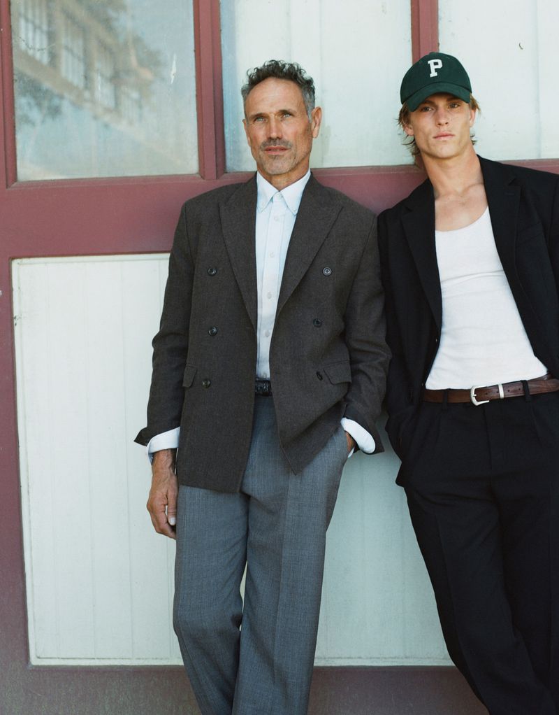 Two male models posing against a wall for Zara Origins S/S 26 campaign photographed by Theo Wenner