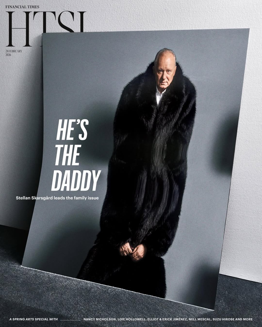 Magazine cover featuring a man in a fur coat, promoting the family issue. The Financial Times logo is at the upper corner.