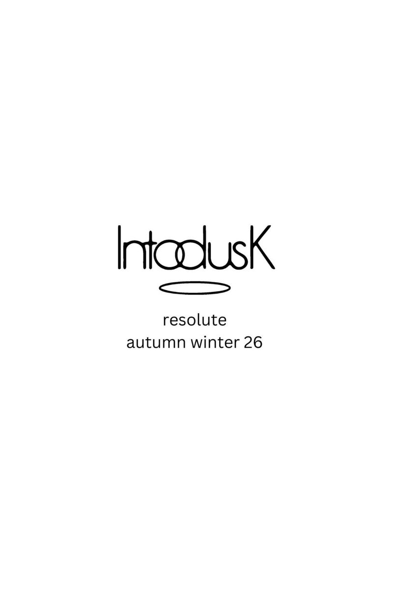 Minimalist text design with the brand name 'Intodusk' above 'resolute' and 'autumn winter 26' on a white backdrop.