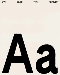 Bold black uppercase and lowercase letter A set against a plain cream background with top typography headers