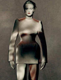 Model wearing sculptural Mugler fashion piece photographed by Paolo Roversi for AnOther Magazine.