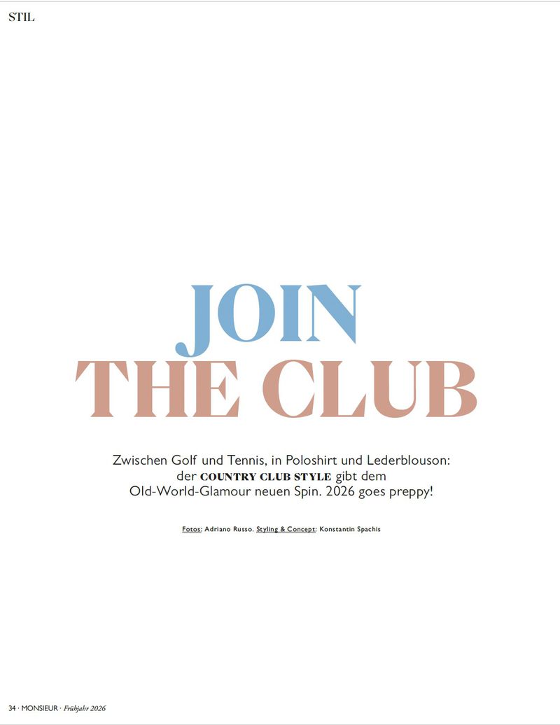 Typography graphic featuring large blue and salmon coloured text reading Join The Club on a clean white page.
