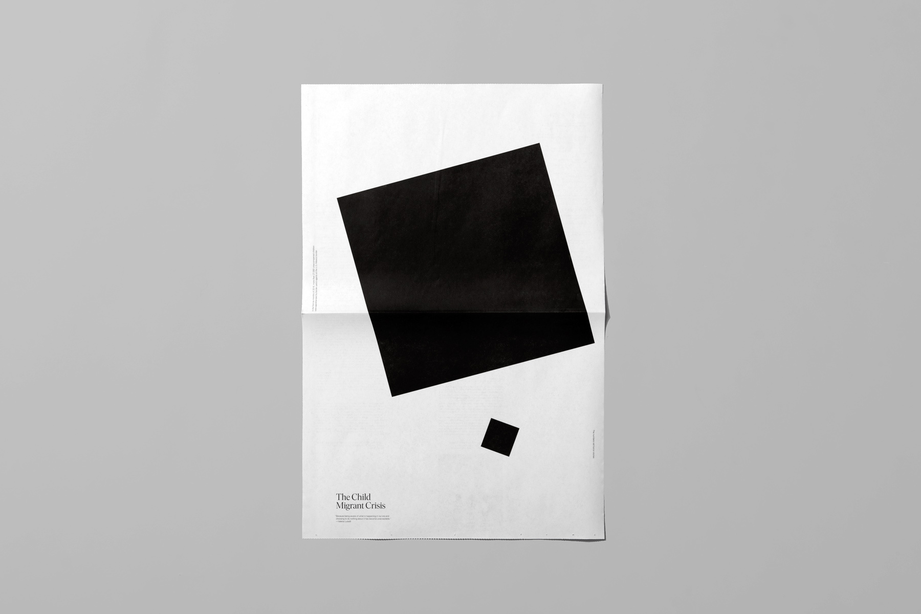 Minimalist graphic design poster featuring two black squares on a white background, created by Underline Studio.
