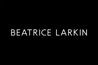 Beatrice Larkin brand identity typographic logo centered in white uppercase letters on a solid black background.