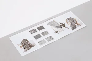 Beatrice Larkin business card resting on a minimalist grey and white geometric surface