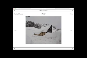 Browser window showing brand identity design for Andrew Burns Architecture with multiple architectural photo layouts