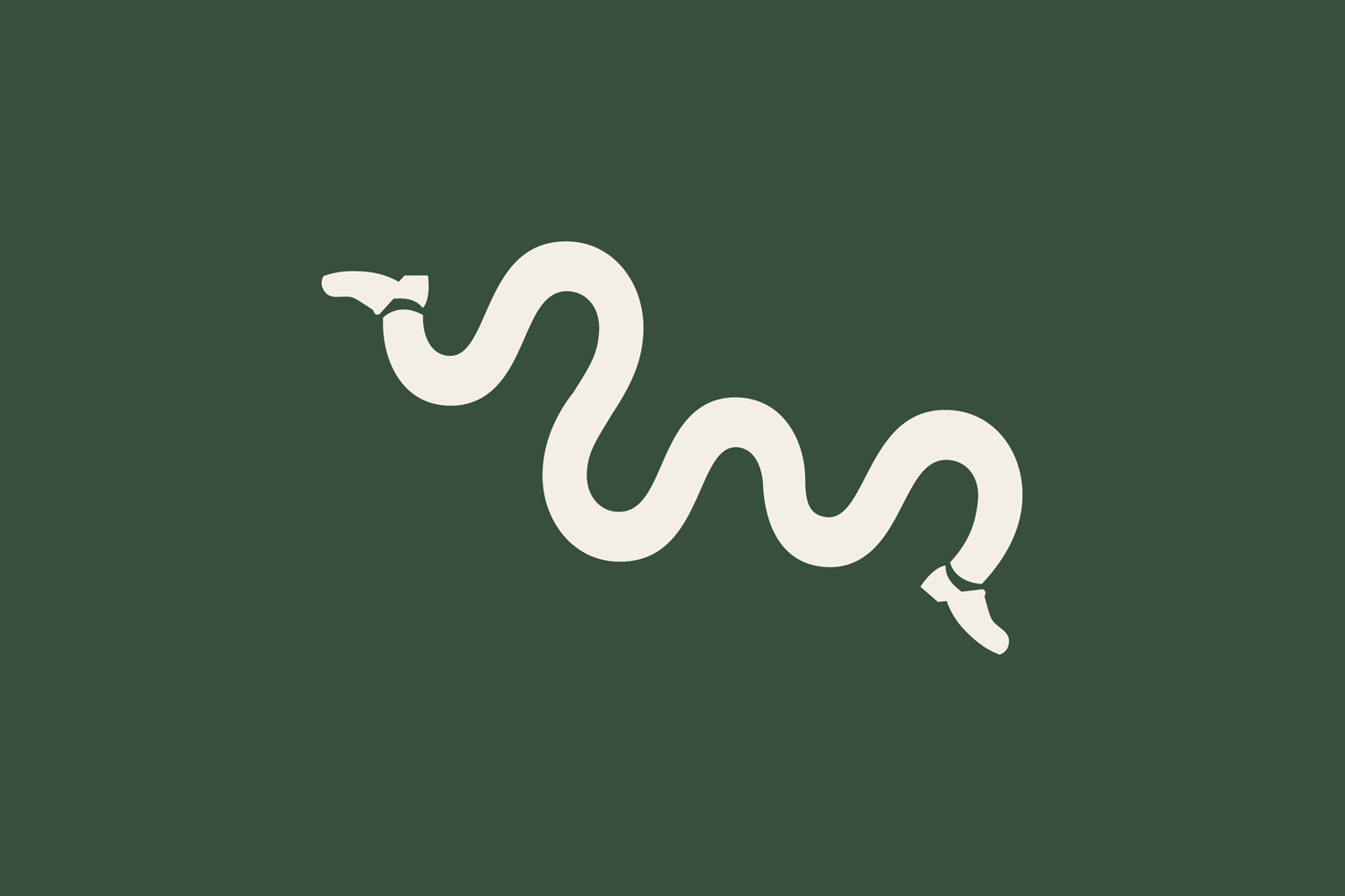Minimalist graphic logo for Shortys featuring a winding white noodle-like leg form wearing shoes on a dark green background.