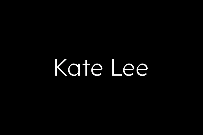 White typographic logo reading Kate Lee centered against a solid black background.