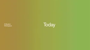 Gradient background in soft pink and purple tones with centered white text reading Today and smaller text reading A Modern Workspace.
