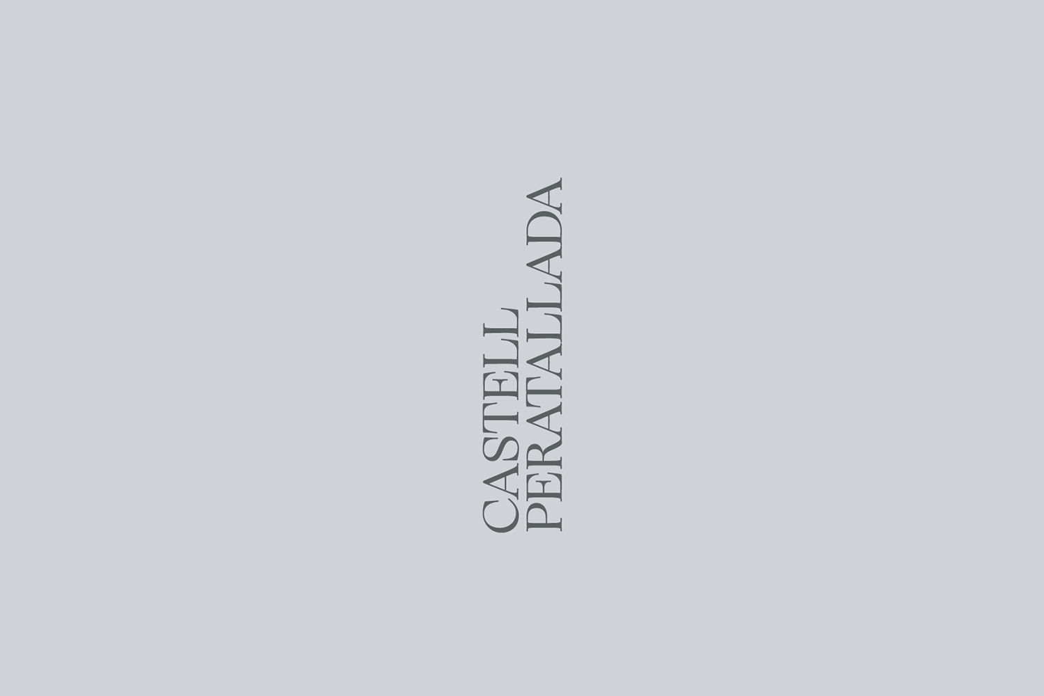 Castell Peratallada brand identity logo featuring serif typography vertically centered on light grey background