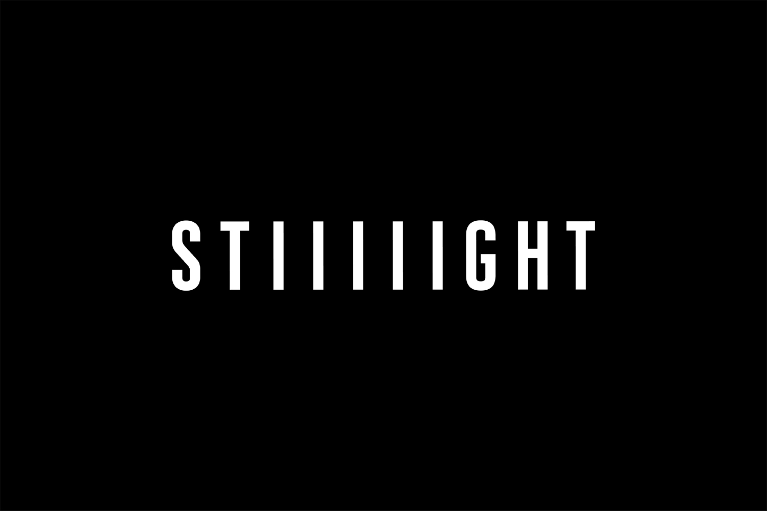 White uppercase bold text reading STIIIIIIGHT centered against a solid black background