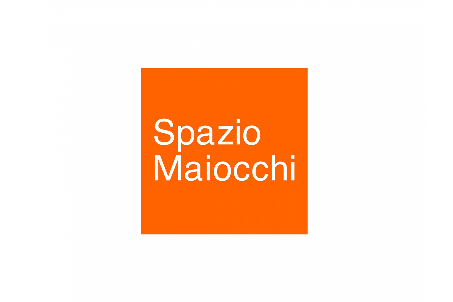 Orange square containing white text reading Spazio Maiocchi set against a solid white background