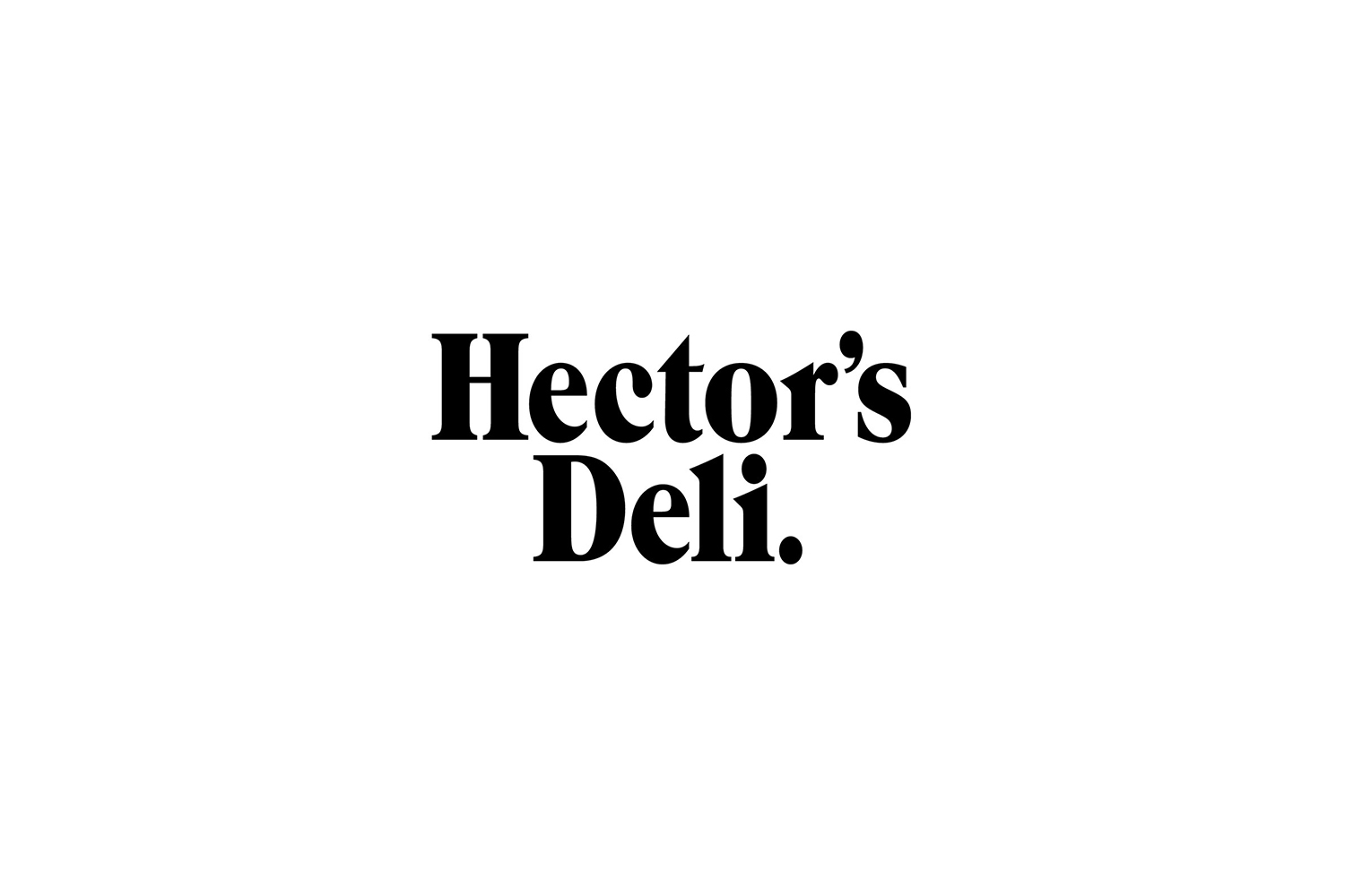 Black serif typography reading Hectors Deli centered on a plain white background