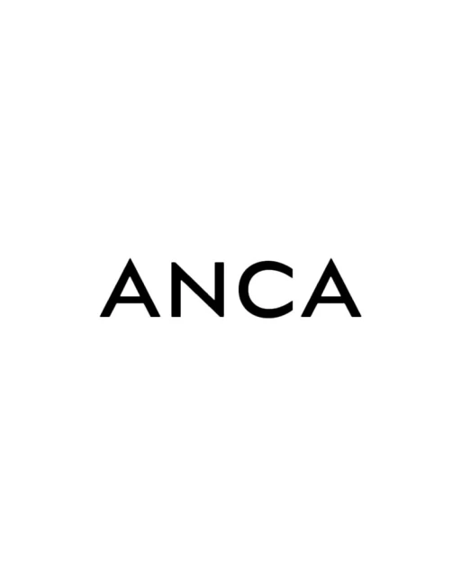 Simple, crisp studio shot of the word ANCA in black text against a clean white backdrop, ideal for branding and design.