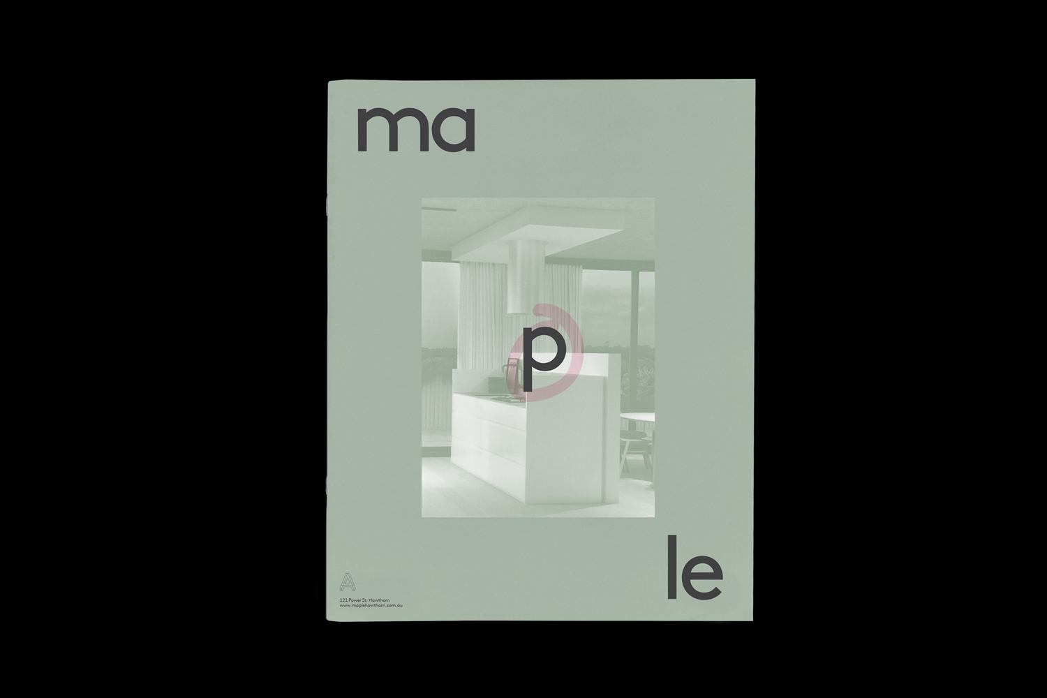 Minimalist graphic design brand identity layout featuring sage green paper and typography for Angle Developments