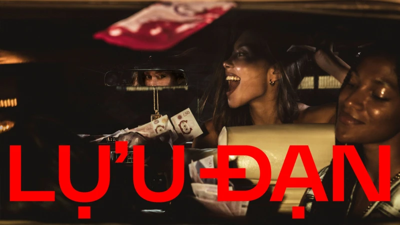 People inside a car with visible cash in low-light interior for Lu'u Dan campaign
