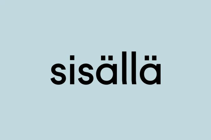 Black lowercase typographic logo spelling sisalla centered on a light blue solid background.