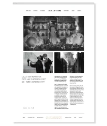 Web page layout for Cushla Whiting featuring black and white imagery inspired by Metropolis and Daft Punk